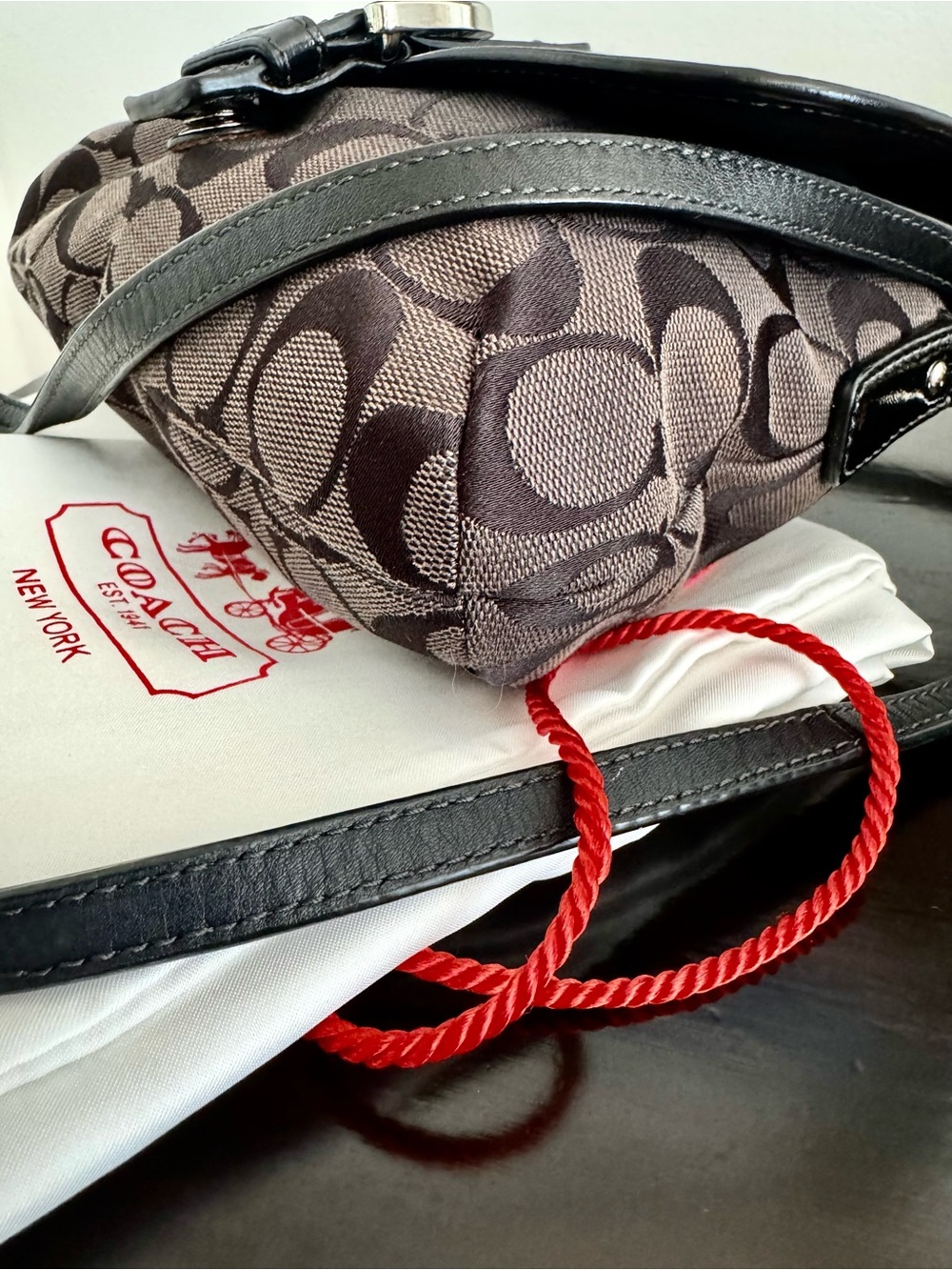 Vintage Y2K Coach Soho Signature Monogram Mini Flap Baguette Bag + New Dust bag - Picture 7 of 13